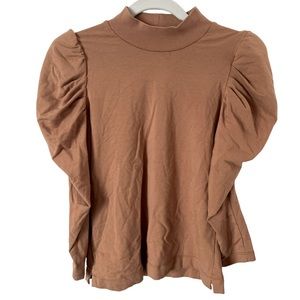 Elie Tahari Brown Puff Sleeve Blouse